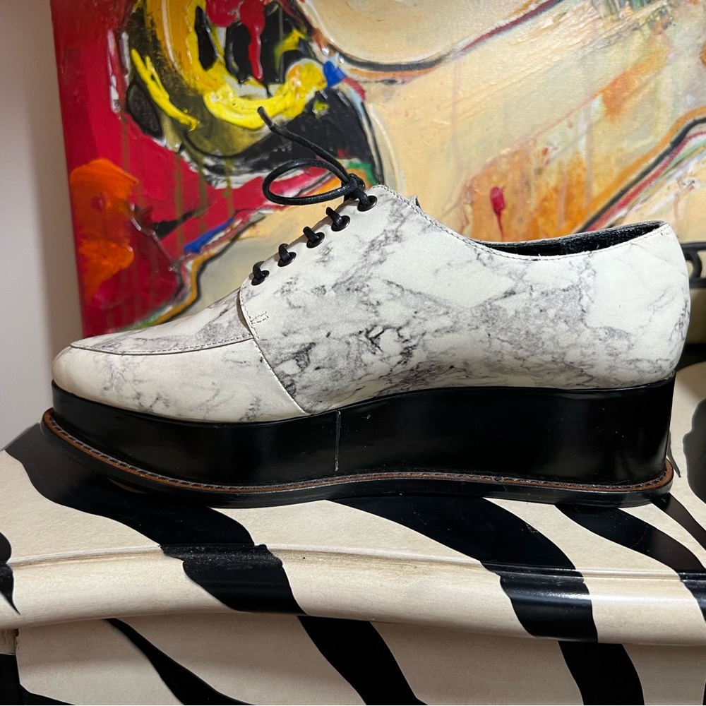 Opening Ceremony-Marble Print Pointed Toe Platform Shoes-7 - Picture 9 of 11
